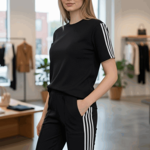 Traje de doble línea al lado