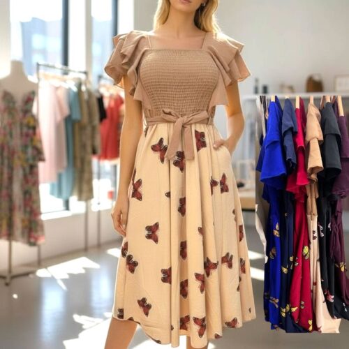 Vestido de mariposa manga bolada