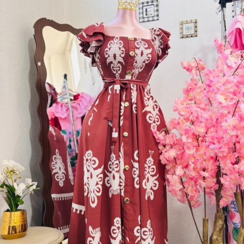 Vestido tela panamera botones